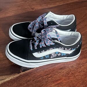 Vans Old Skool kids black with butterflies
